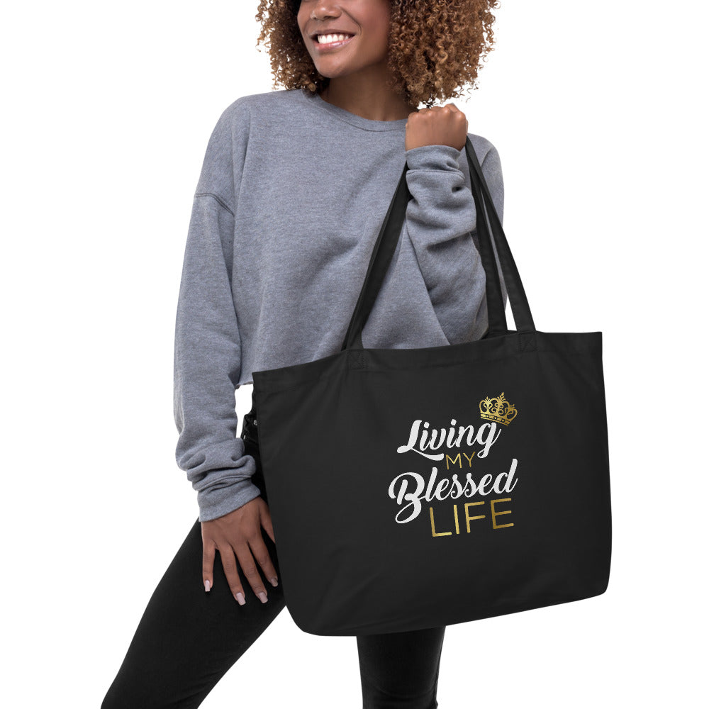 Large Organic Tote Bag ( Blessed Life)